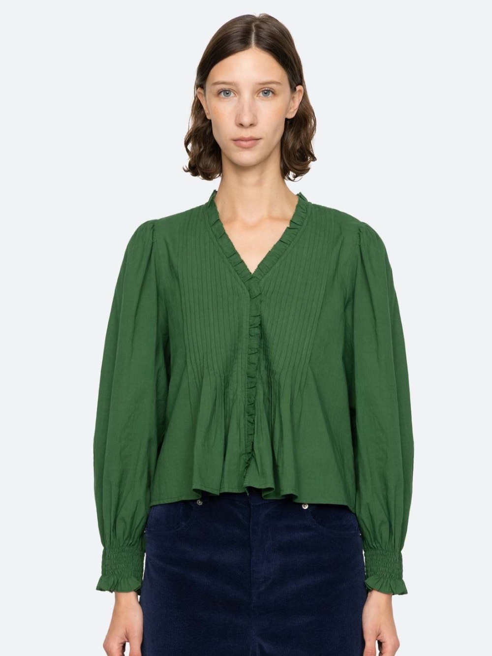 Sea New York Renata Long-Sleeve Top in Emerald